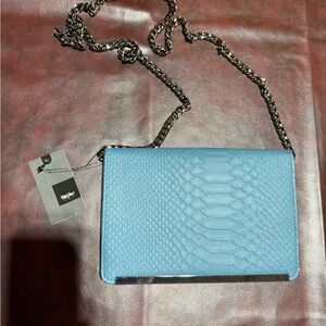 NWT Mossimo Blue Croc Skin Cluth with Heavy Chain